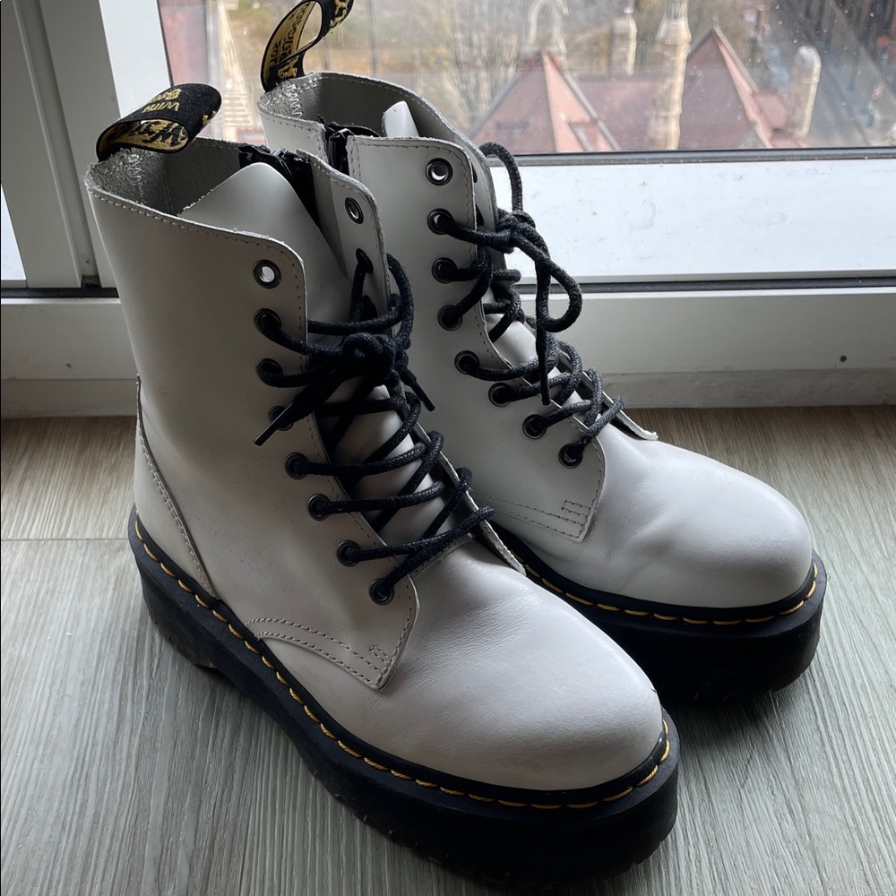 Dr. Martens White Leather Boots
